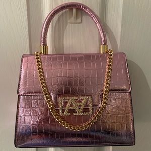 NWOT ALDO Metallic Pink-ish Purple Handbag with Gold Chain Detail